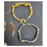 Collection of Jewelry Items with Necklace, Bracelets, Rings, and Pins - display not inc