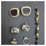Assorted Vintage Jewelry Collection: Earrings, Pin and Ring