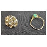 Assorted Vintage Jewelry Collection: Earrings, Pin and Ring