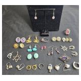Assorted Lot of Fashion Jewelry with Earrings, Rings, and Pendants