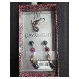 Set of 2 Choker Necklaces/Hair Bands and 2 Pairs of INC Day & Night Earrings in Orig Pkgs