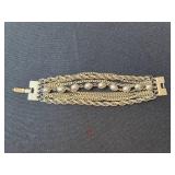 Vintage Silver-Tone Chain Bracelet with Bead Accents