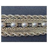 Vintage Silver-Tone Chain Bracelet with Bead Accents