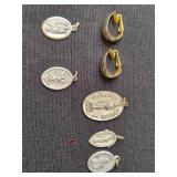 Vintage Jewelry Set: Faux Pearl and Crystal Necklaces, White Bracelet, Earrings & Religious Medals