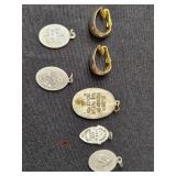 Vintage Jewelry Set: Faux Pearl and Crystal Necklaces, White Bracelet, Earrings & Religious Medals