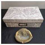 Antique Brass Ashtray with Native American Chief Motif