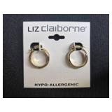 Assorted Jewelry: Gold Tone Bracelet, Gold Brooch, Beaded Bracelet, and Liz Claiborne Earrings