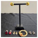 Vintage Jewelry Set with Earrings and Krementz Gold Tone Plated Pin