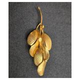 Gold-Filled Brooch with Leaf Design by Lang