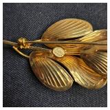 Gold-Filled Brooch with Leaf Design by Lang