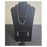 Lia Sophia Silver Necklace and Earring Set with Blue Accents - display not inc