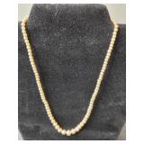 Vintage Faux Pearl Necklace with Sterling Clasp and Floral Clip-on Earrings - display not inc