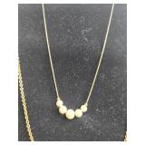 Elegant Gold Tone Faux Pearl Necklace with Weekly Earring Set