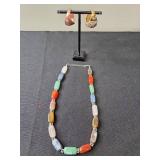 Colorful Stone Necklace and Two Statement Rings - Size 8 to 8.5