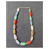 Colorful Stone Necklace and Two Statement Rings - Size 8 to 8.5