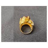 Colorful Stone Necklace and Two Statement Rings - Size 8 to 8.5