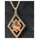 WHBM Gold Tone Geometric Pendant Necklace