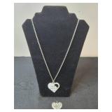 Sterling Silver Heart Necklace with Matching Pendant from Sweden