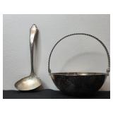 Antique Silver-Plated Sugar Bowl with Ladle - Made in India