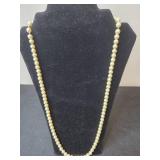 1928 Stamped Simulated Pearl Necklace and Pear-Shaped Crystal Ring Set (Size 9)