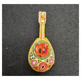 Vintage Beaded Necklace and Floral Mosaic Brooches Set