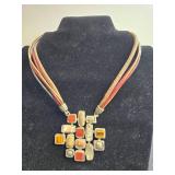Collection of Vintage Jewelry with Multi-Stone Necklace and Various Earrings