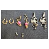 Collection of Vintage Jewelry with Multi-Stone Necklace and Various Earrings