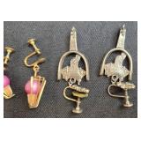 Collection of Vintage Jewelry with Multi-Stone Necklace and Various Earrings