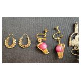 Collection of Vintage Jewelry with Multi-Stone Necklace and Various Earrings