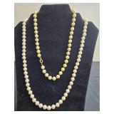 Faux Pearl Necklaces and Vintage Mosaic Earrings w/ Matching Pin W Floral Design