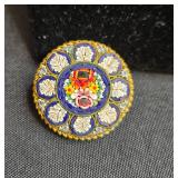 Faux Pearl Necklaces and Vintage Mosaic Earrings w/ Matching Pin W Floral Design