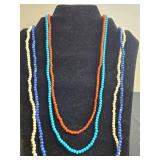 Set of Beaded Necklaces in Multicolor Design - display not inc