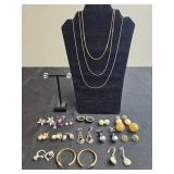 Set of Vintage Costume Jewelry Including Earrings and Necklaces