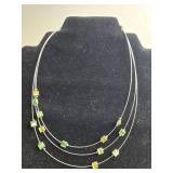 Set of 2 Lia Sophia Necklaces with Silver Chains and Colored Square Accents