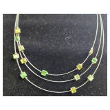 Set of 2 Lia Sophia Necklaces with Silver Chains and Colored Square Accents
