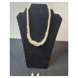 Elegant Faux Pearl Necklace and Earrings Set - display not inc