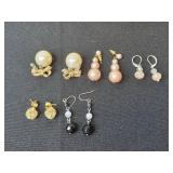Earrings with Faux Pearl and Crystal Designs