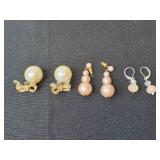 Earrings with Faux Pearl and Crystal Designs