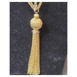 Collection of Gold Tone and Faux Pearl Necklaces with Tassel Accents - display not inc