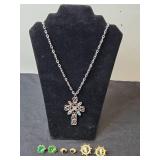 Avon Jewelry Set with Cross Pendant Necklace and Earrings
