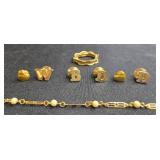 Collection of Avon Gold-Tone Bracelets and Letter Pins & Necklace Bundle Clasp