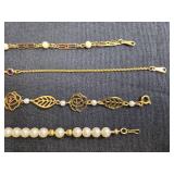 Collection of Avon Gold-Tone Bracelets and Letter Pins & Necklace Bundle Clasp