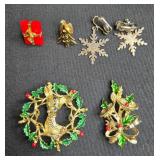 Goldtone Jewelry Set with Avon Necklace and Holiday Brooch Collection