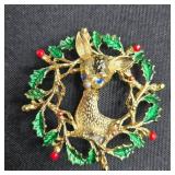 Goldtone Jewelry Set with Avon Necklace and Holiday Brooch Collection