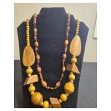 Set of Vintage Wood and Bead Necklaces