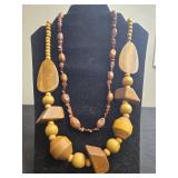 Set of Vintage Wood and Bead Necklaces
