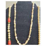 Set of Vintage Beaded Necklaces with Faux Pearl and Multicolor Designs