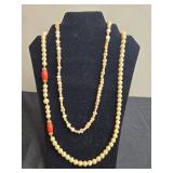 Set of Vintage Beaded Necklaces with Faux Pearl and Multicolor Designs