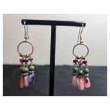 Collection of Fashion Necklace, Braand Earrings with Gemstone Accents