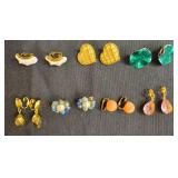 Vintage Jewelry Collection: Peace Sign Pendant Necklace w/ Leather Rope & Clip-On Earrings - display not inc